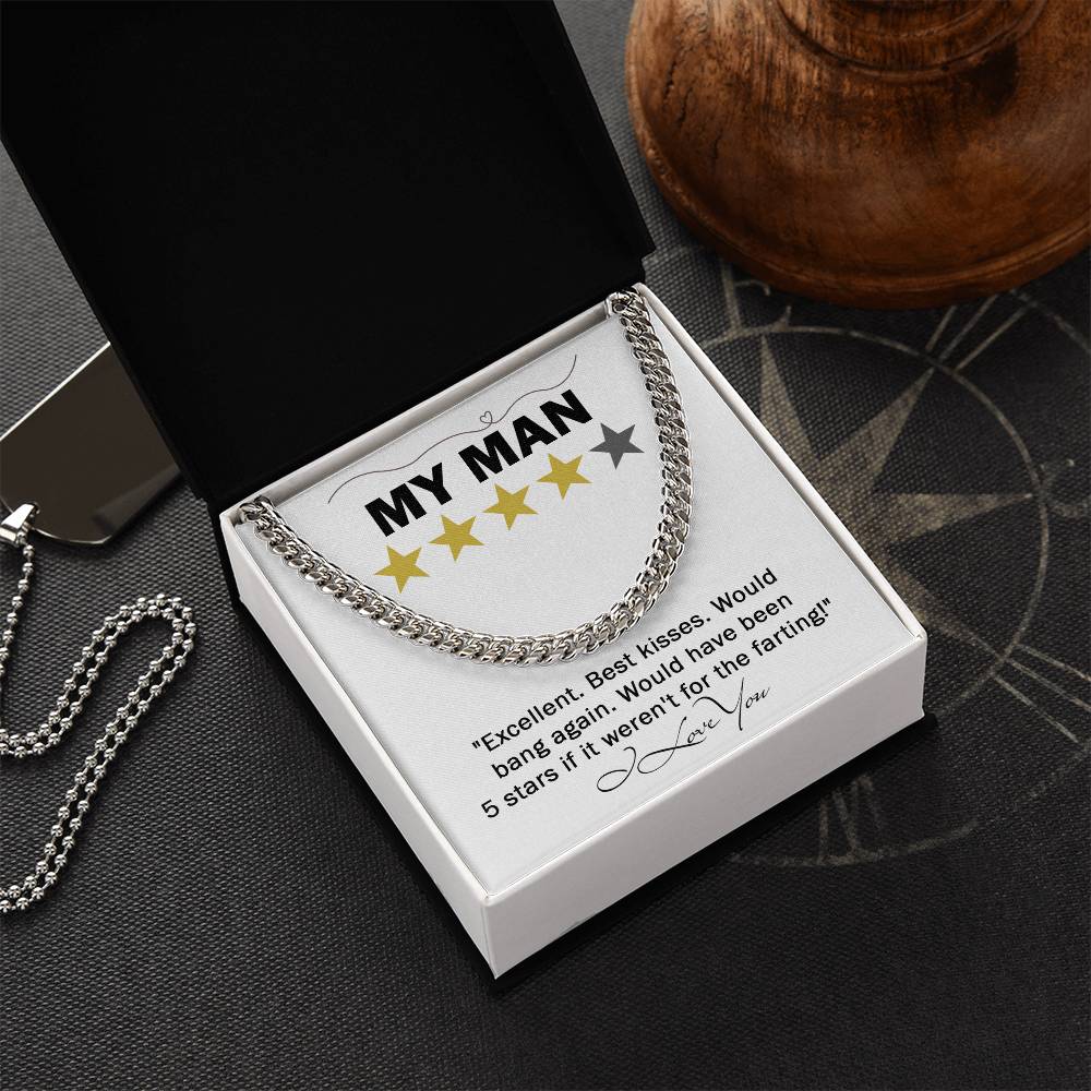My Man A Funny Cuban Link Chain Necklace Gift For Boyfriend, Husband Gift, Valentine's Day, Anniversary, Or Christmas Gift For Boyfriend, Husband