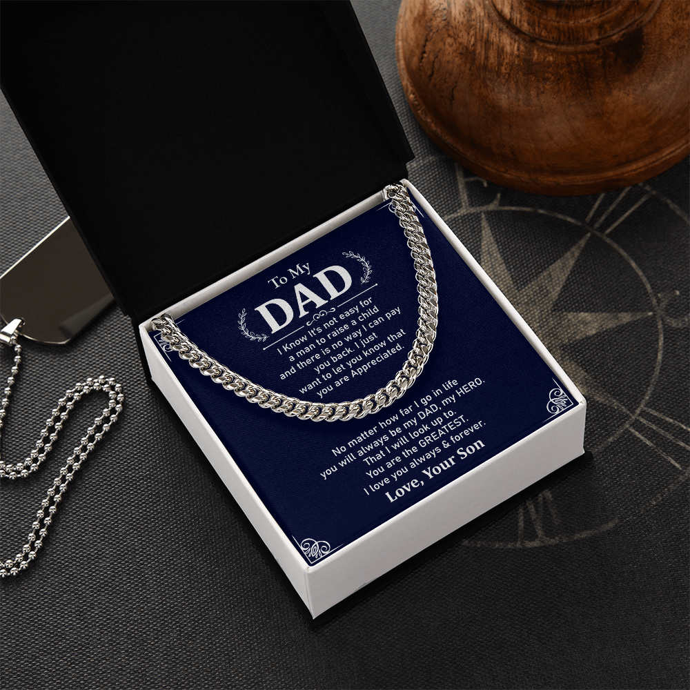 To My Dad Necklace Gift From Son With Appreciation Message