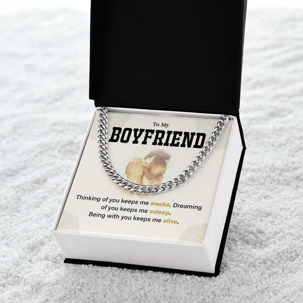 Boyfriend Cuban Chain Necklace Gift with Message Card