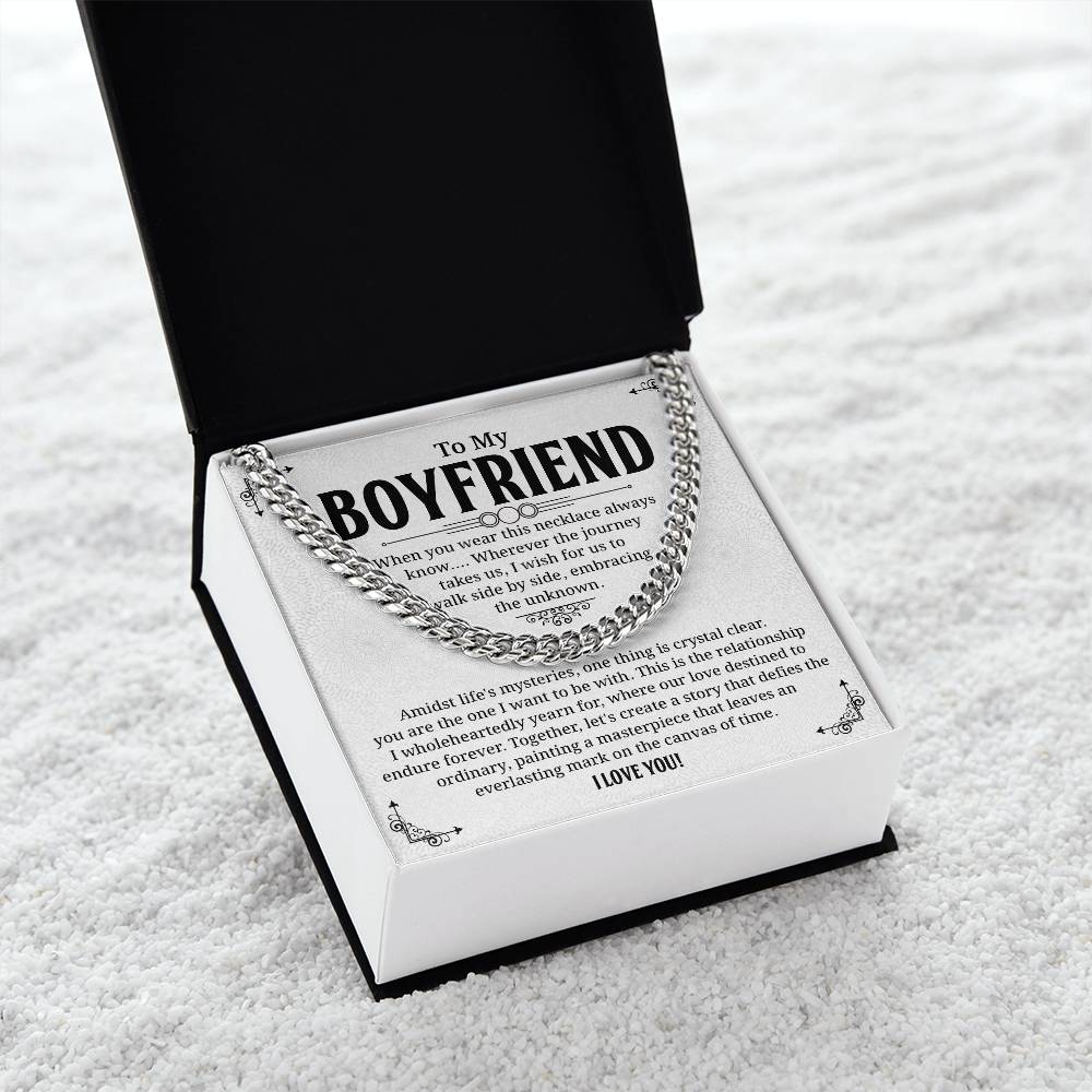 Romantic Cuban Chain Necklace Gift for Boyfriend with Box