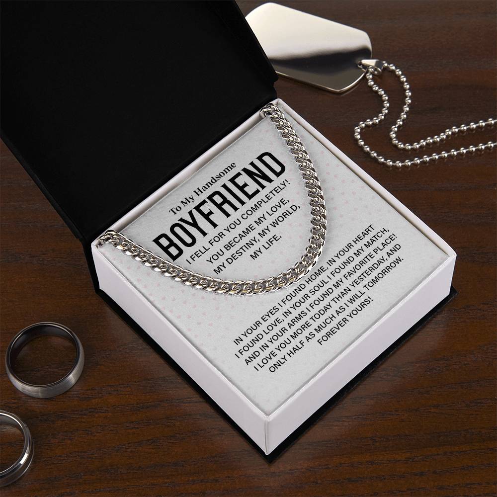 Romantic Boyfriend Cuban Chain Gift with Message Card