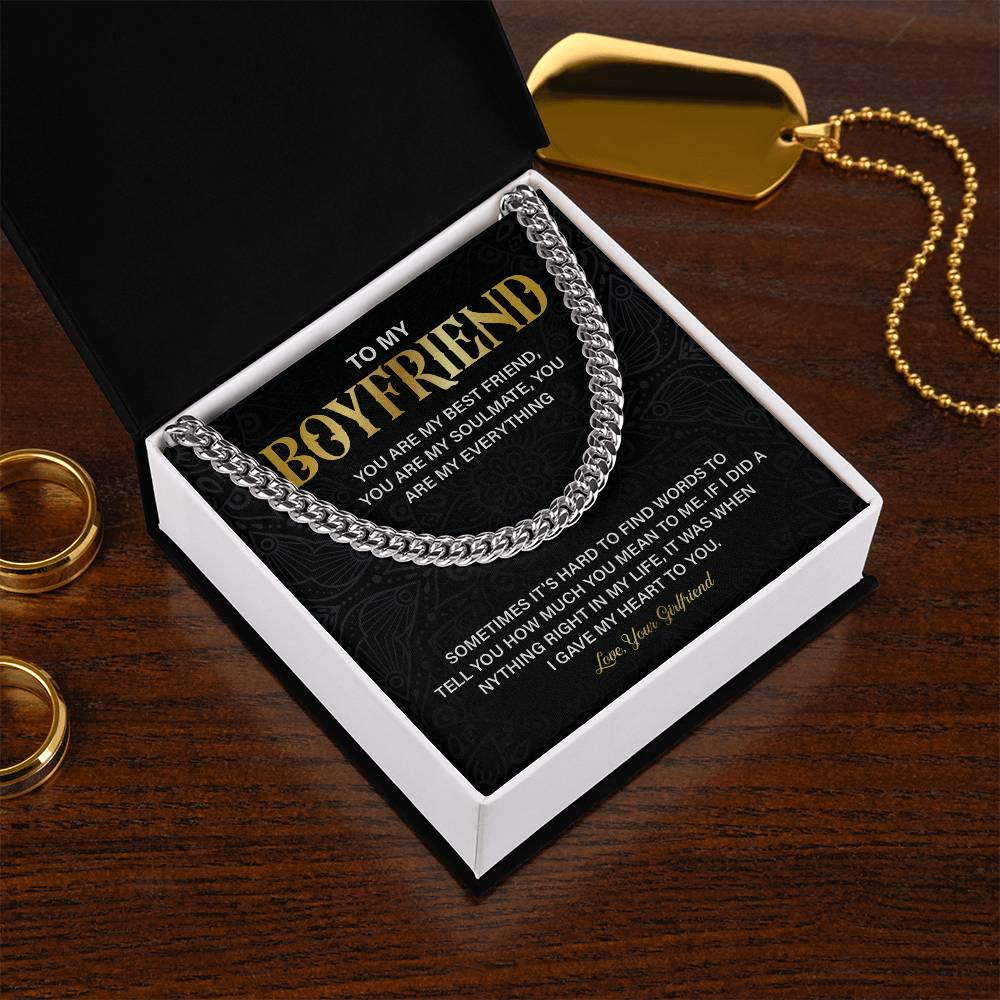 Boyfriend Gift Necklace from Girlfriend with Gift Box