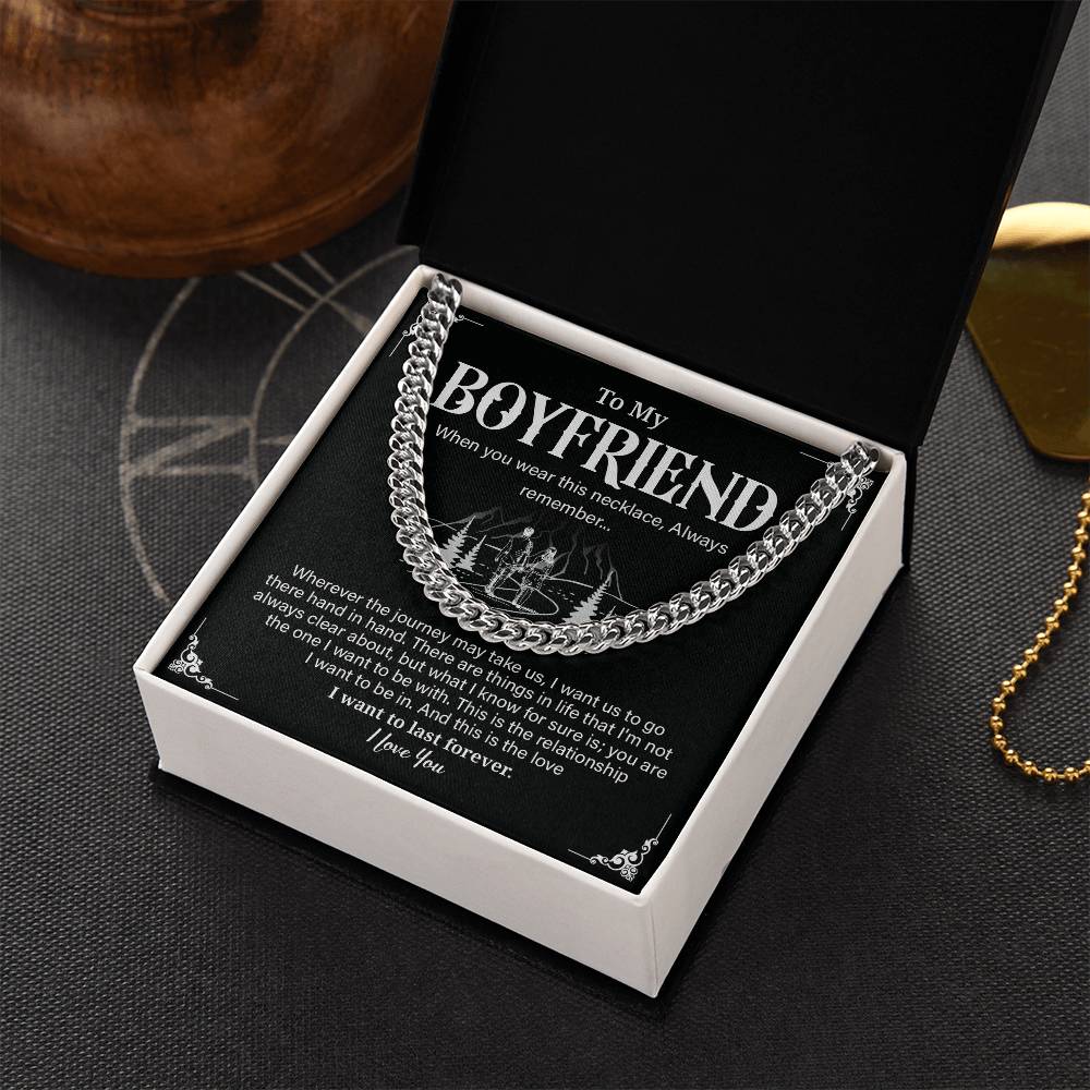 Cuban Link Necklace Gift for Boyfriend with Gift Box