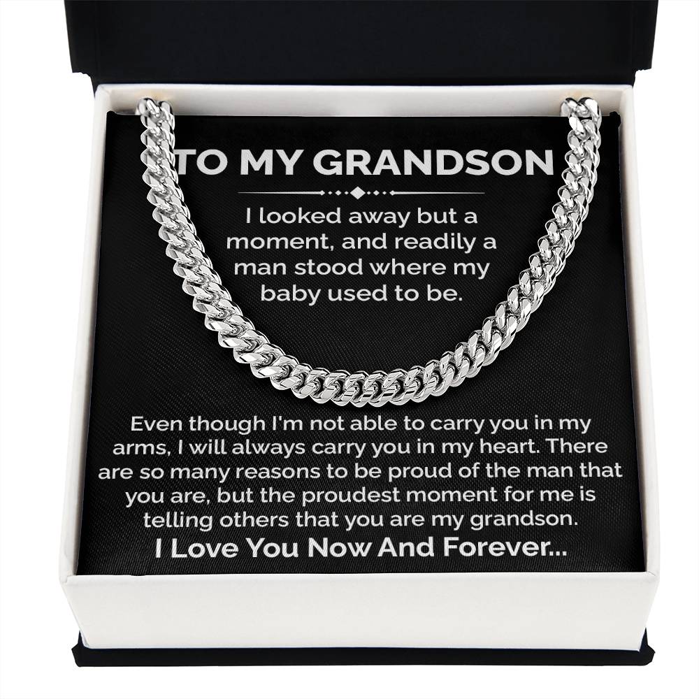 To My Grandson Cuban Chain Gift With Message Card
