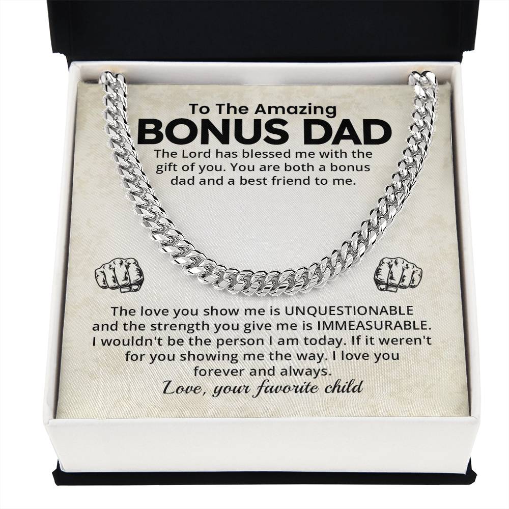Bonus Dad Cuban Chain Necklace Gift With Loving Message
