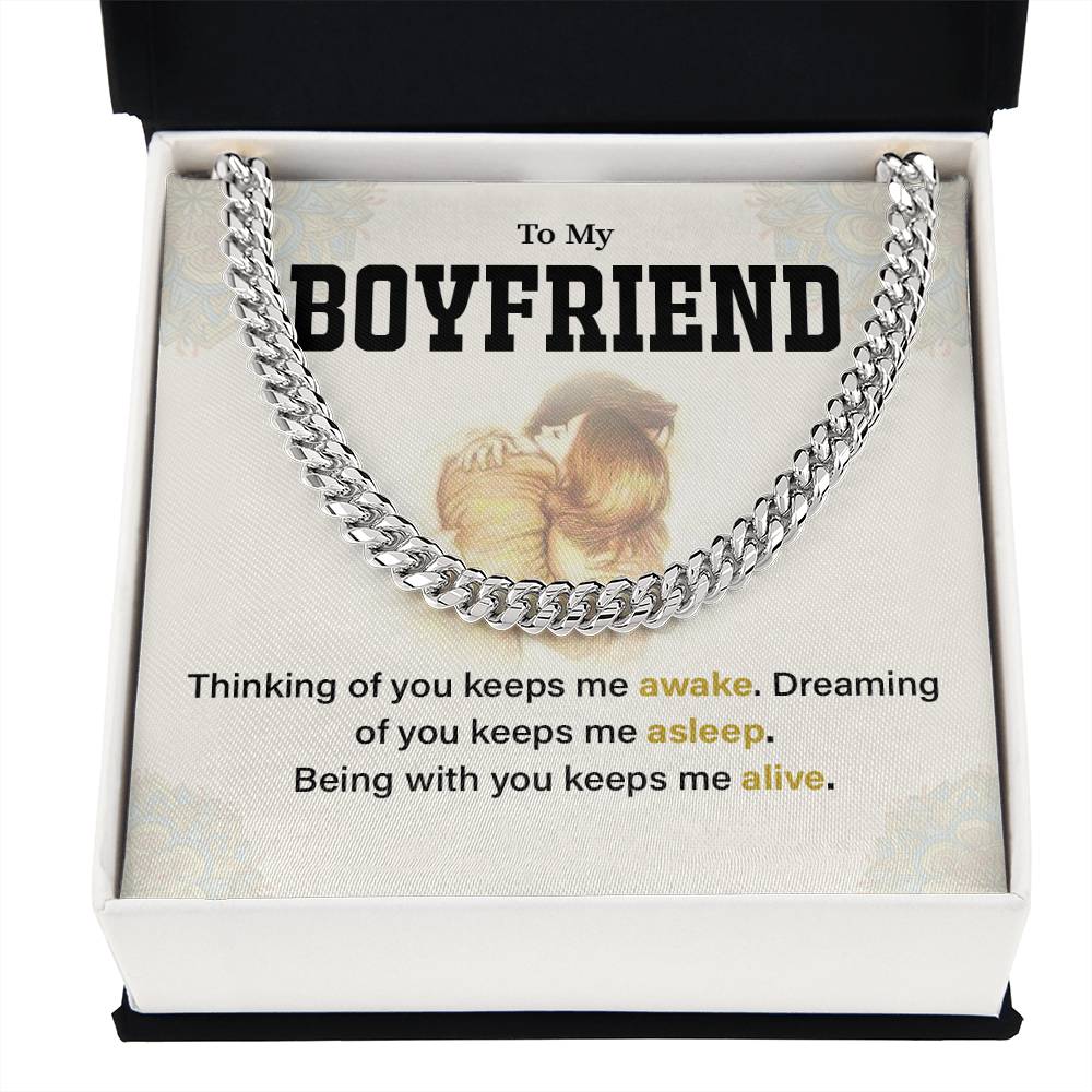 Boyfriend Cuban Chain Necklace Gift with Message Card
