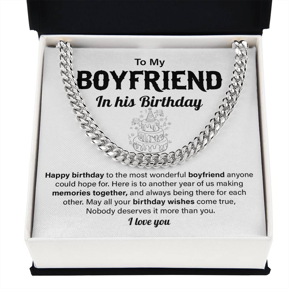 Birthday Necklace Gift for Boyfriend with Card & Box