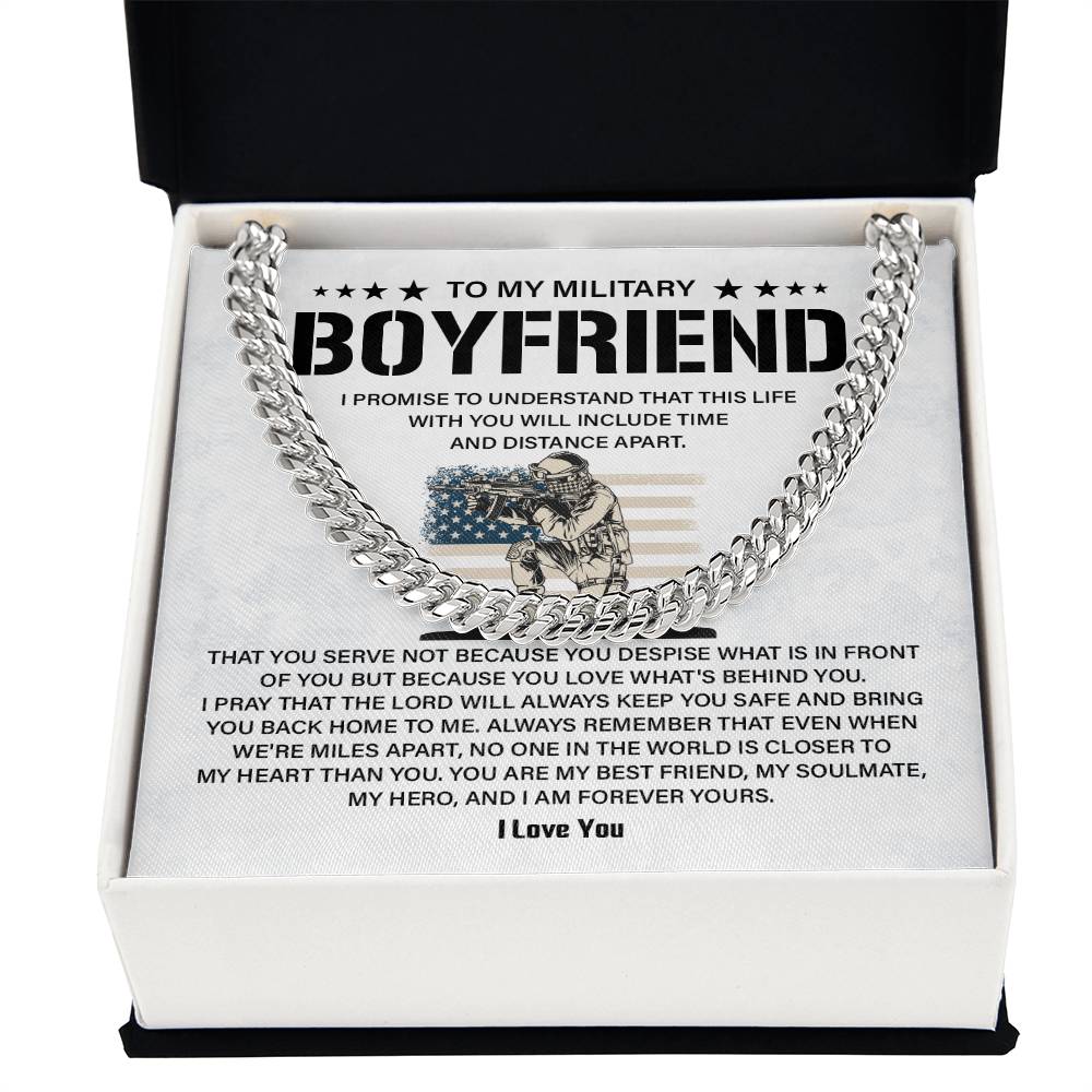 Military Boyfriend Necklace with Message Card