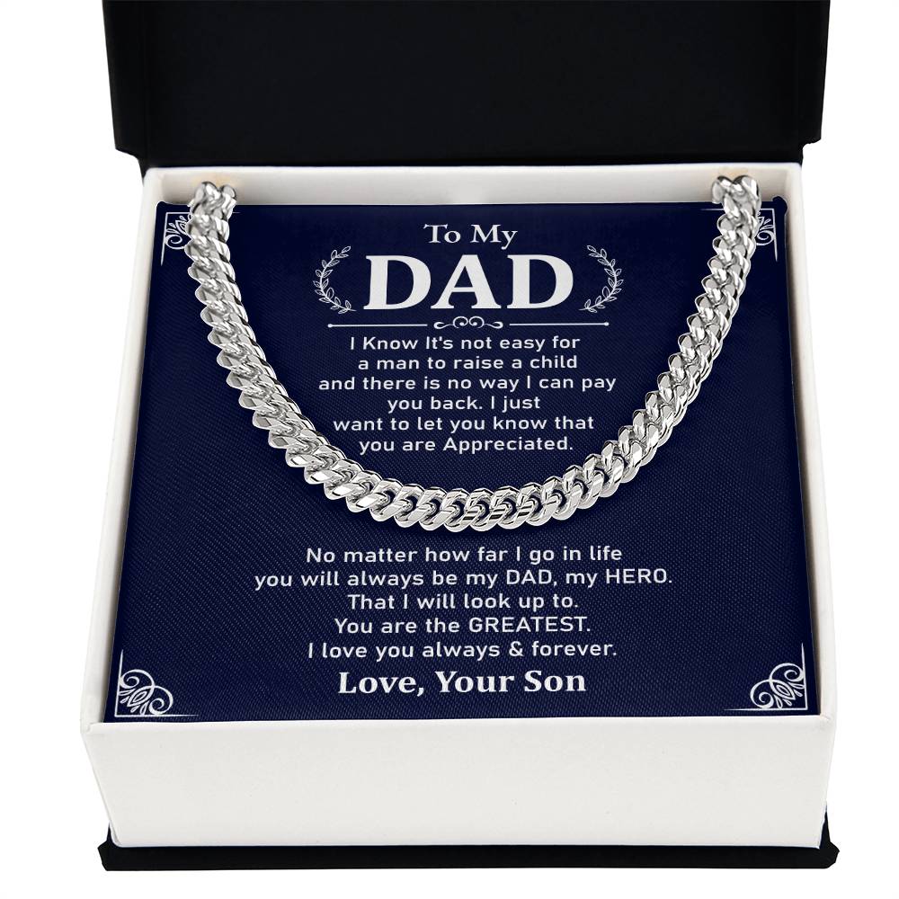 To My Dad Necklace Gift From Son With Appreciation Message