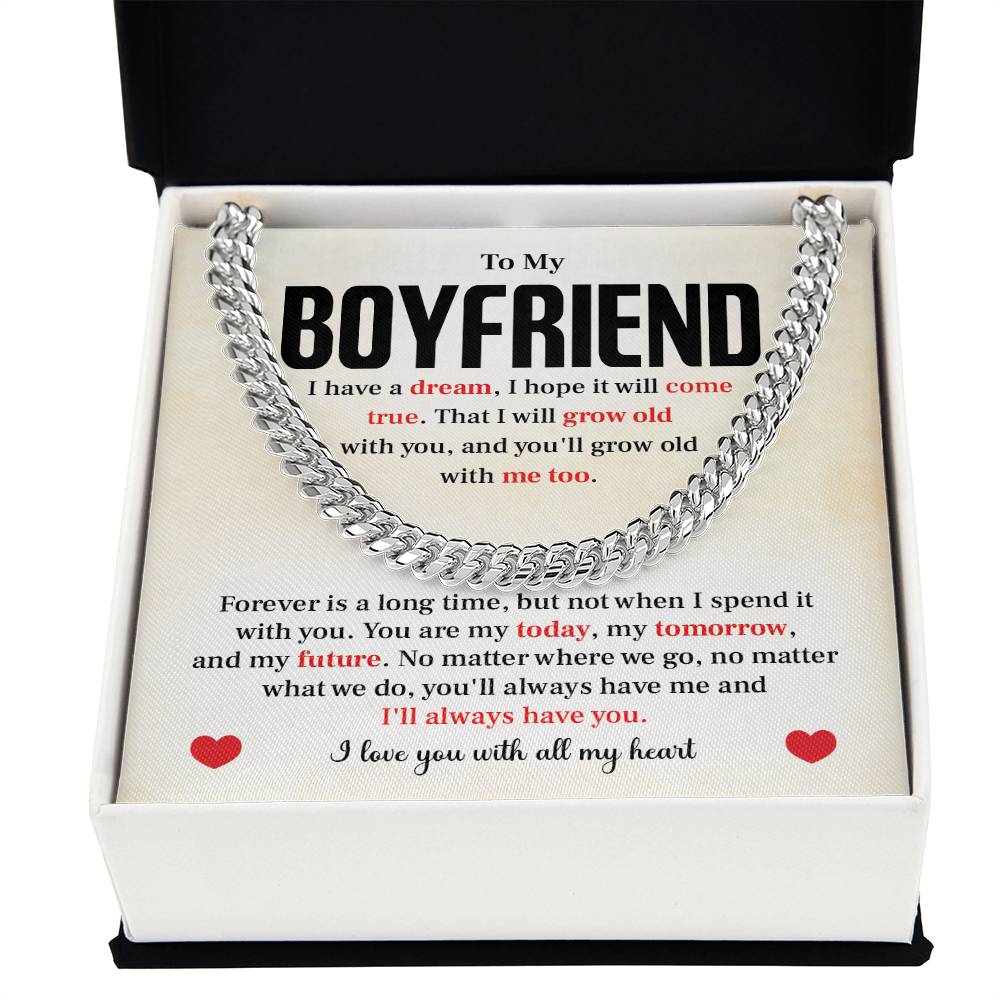 Cuban Link Chain Necklace Gift for Him with Gift Box