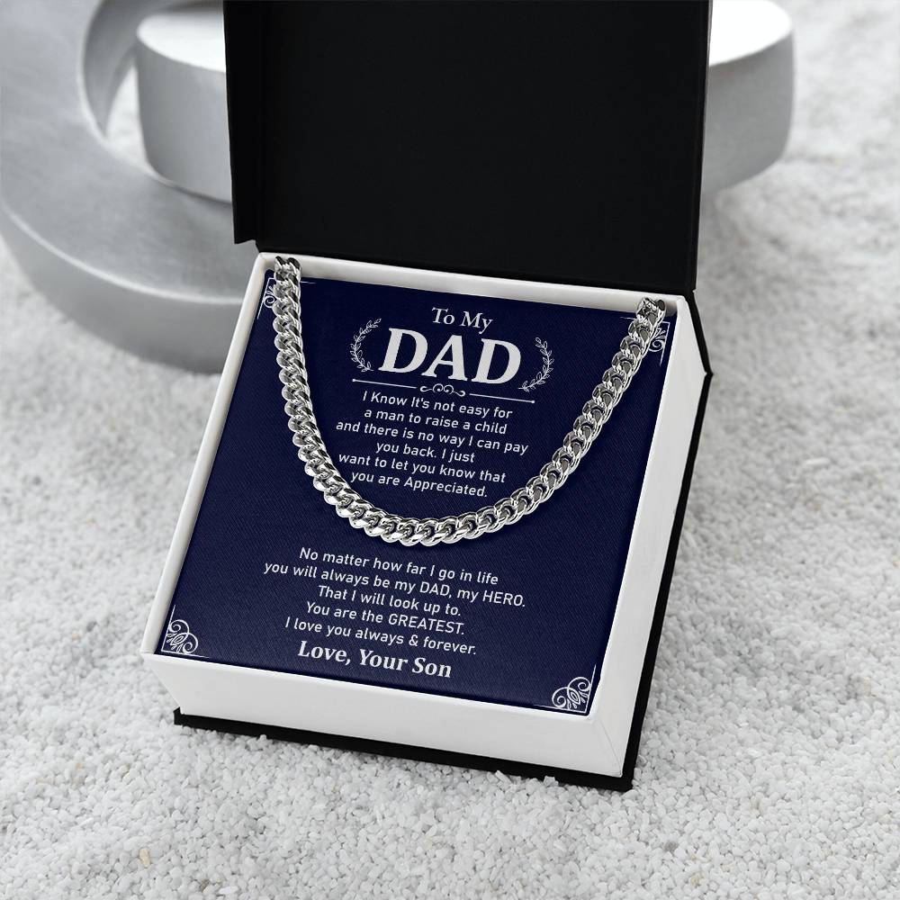 To My Dad Necklace Gift From Son With Appreciation Message