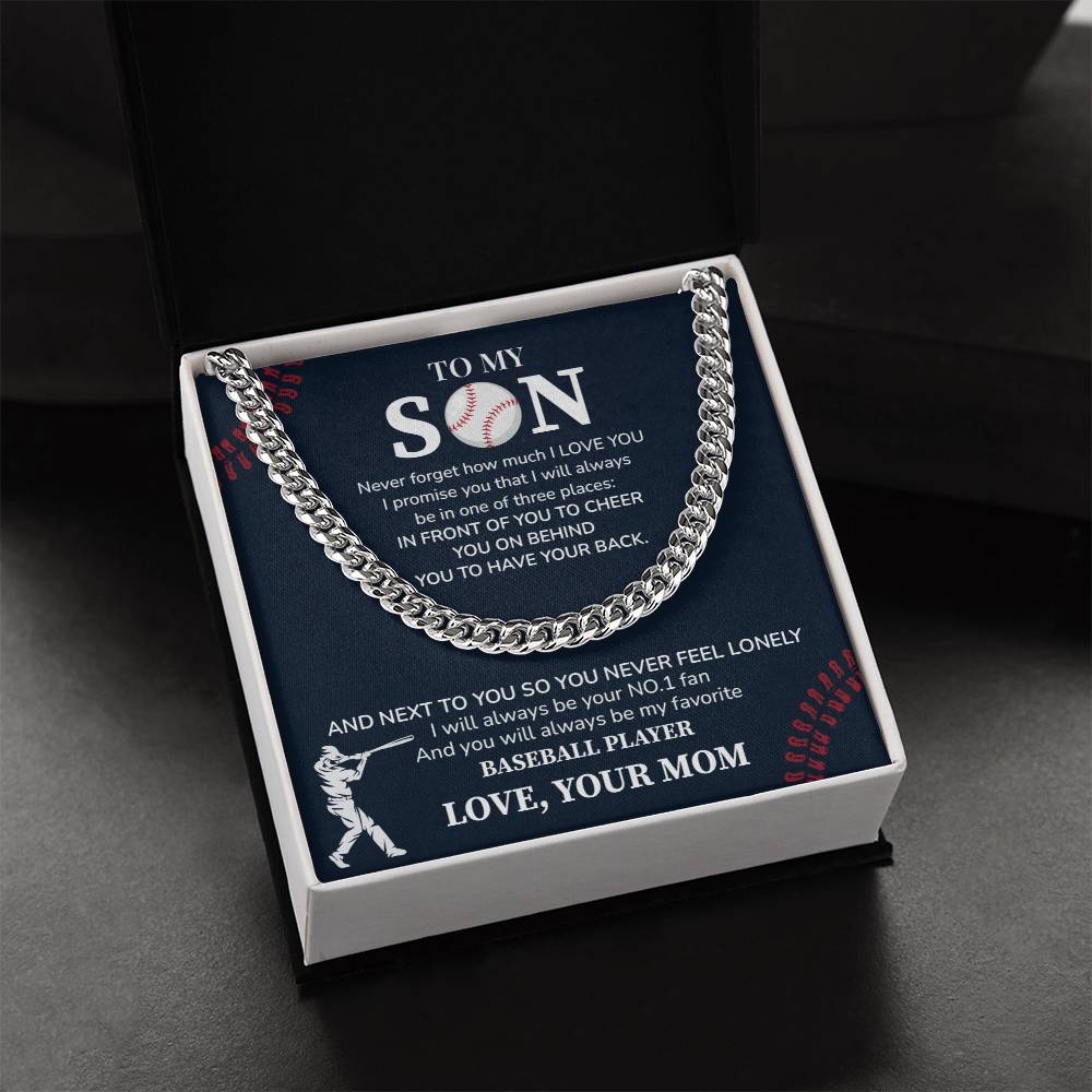 Baseball Necklace Gift for Son from Mom – Sports Message Card