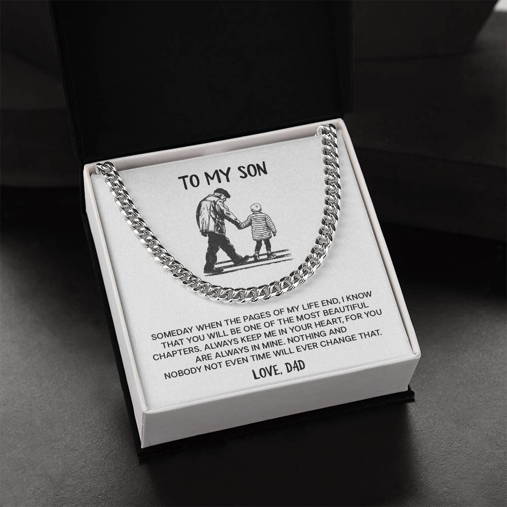 Dad to Son Cuban Chain Necklace – Forever in My Heart Message Card
