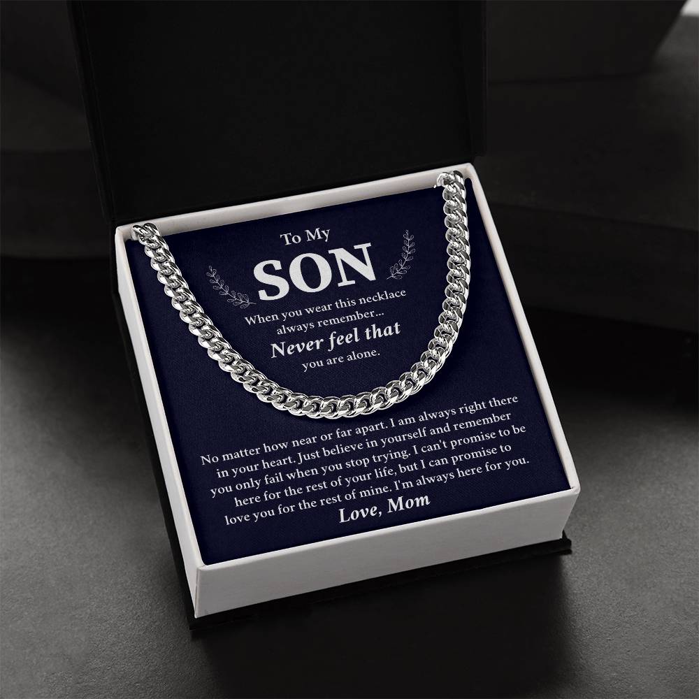 Son Gift from Mom – Cuban Chain Necklace with Emotional Card