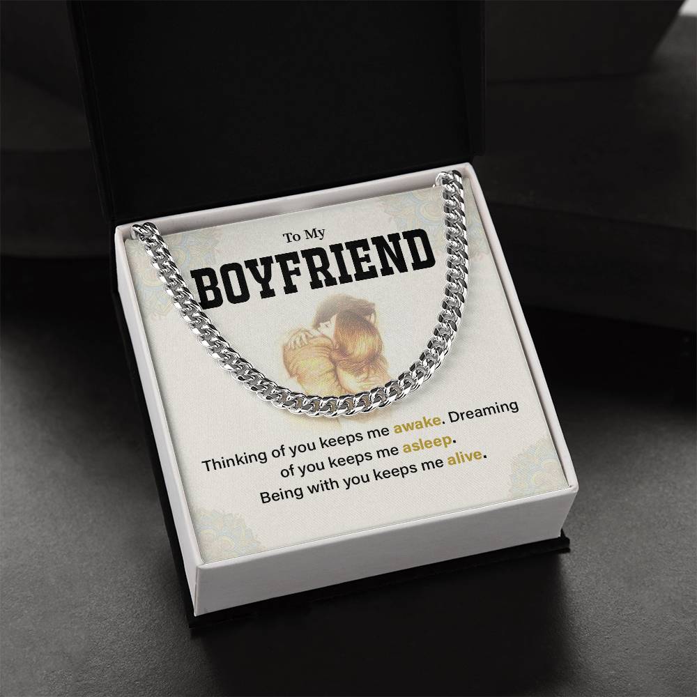 Boyfriend Cuban Chain Necklace Gift with Message Card