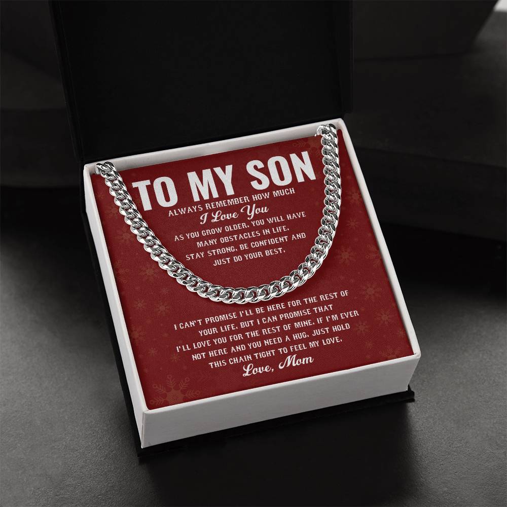 Cuban Chain Necklace for Son from Mom Love Message Gift