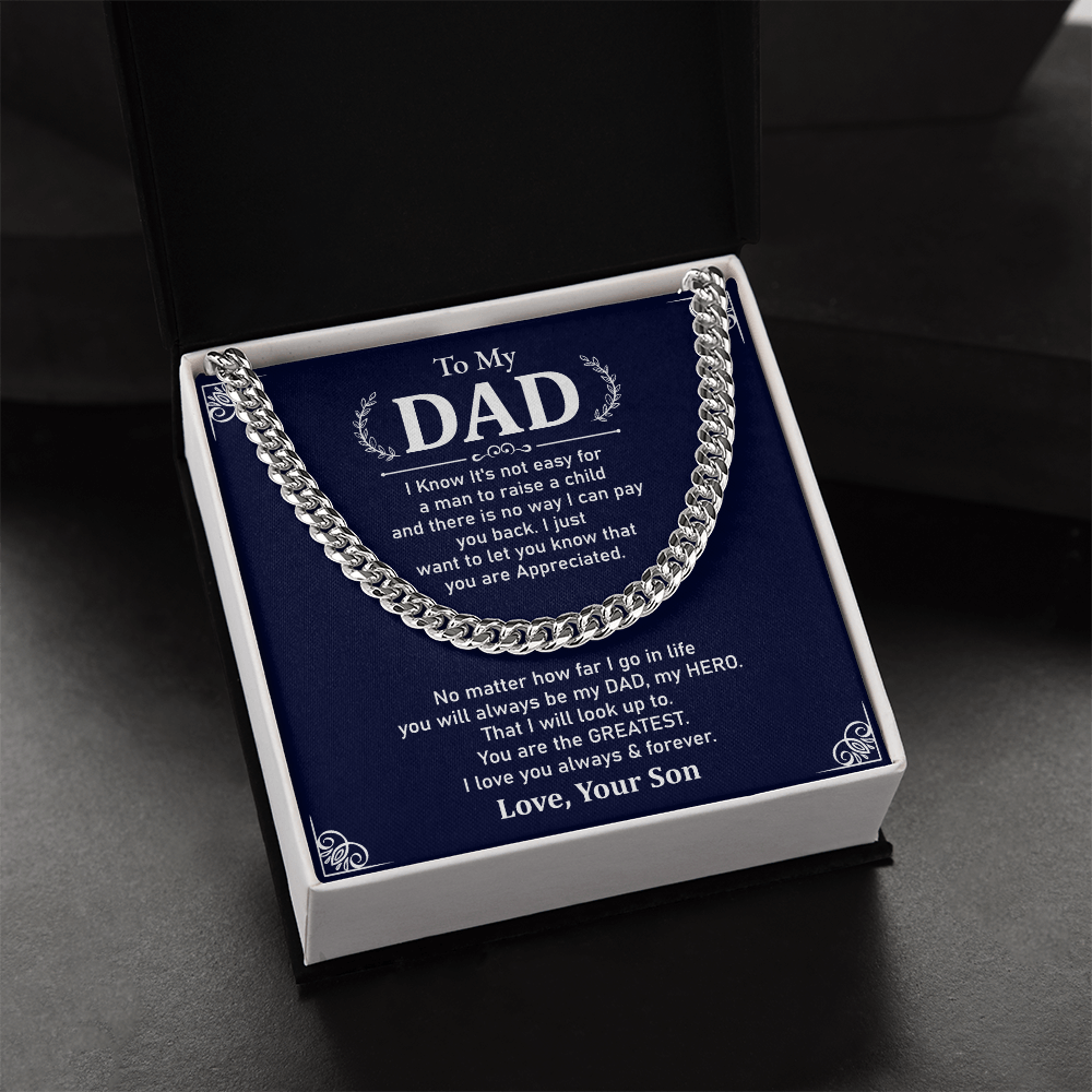 To My Dad Necklace Gift From Son With Appreciation Message