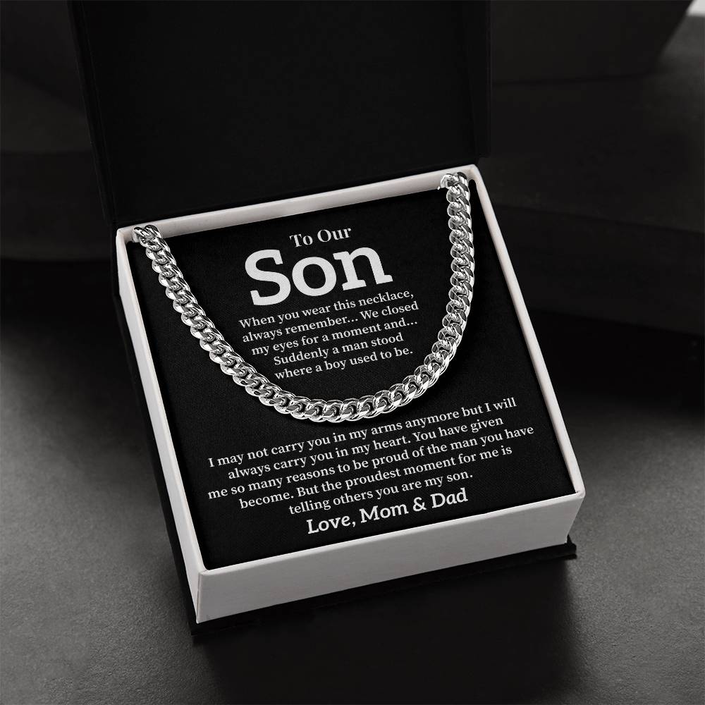 Gift Necklace for Son from Mom and Dad – Sentimental Message Card