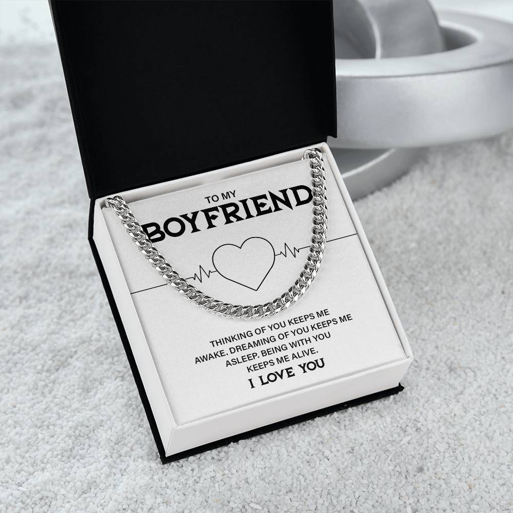 Boyfriend Cuban Chain Necklace with Gift Card