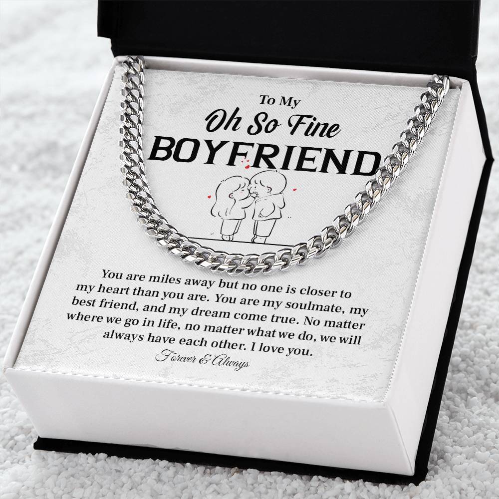 Boyfriend Long Distance Gift – Cuban Chain with Love Note