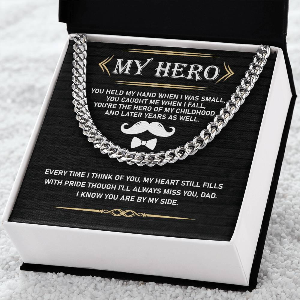 My Hero Memorial Chain Gift for Dad with Inside card from Son