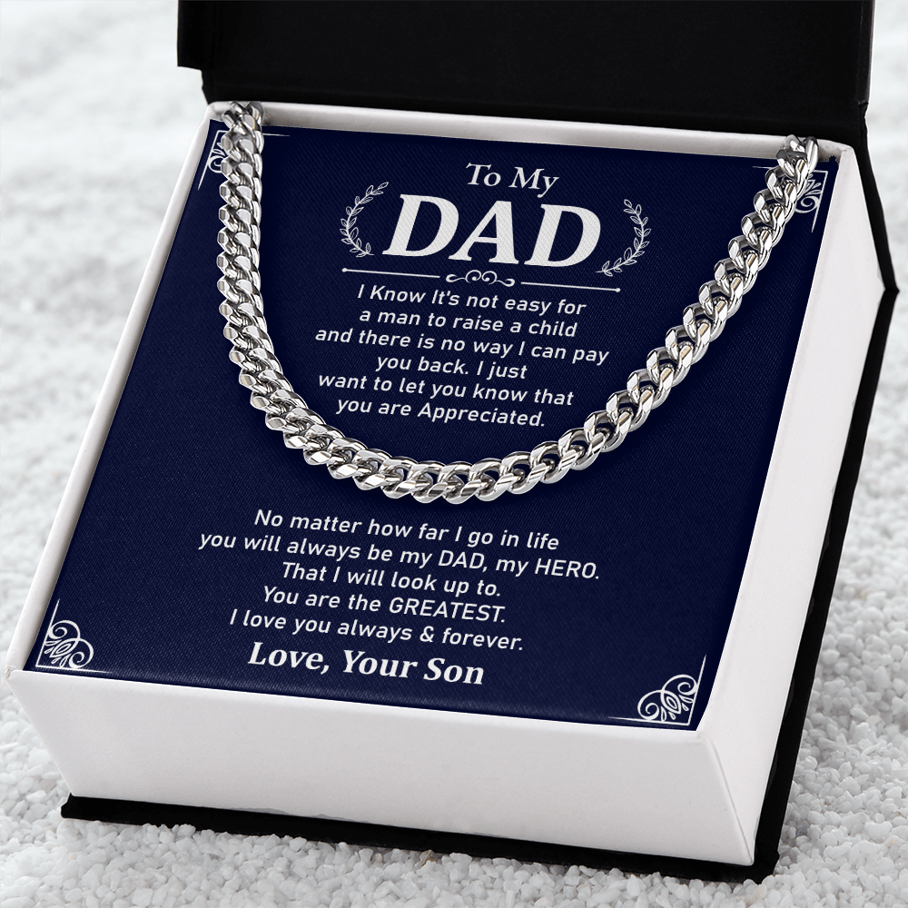 To My Dad Necklace Gift From Son With Appreciation Message