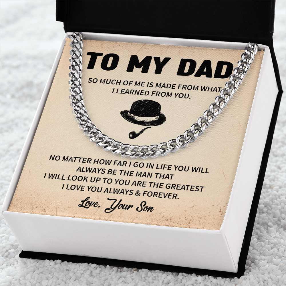 To My Dad Cuban Chain with Loving Message From Children