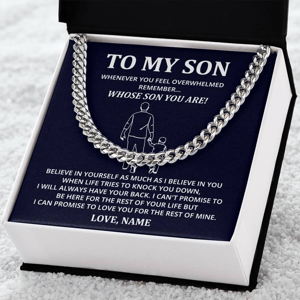 To My Son Cuban Chain Gift from Dad with Card