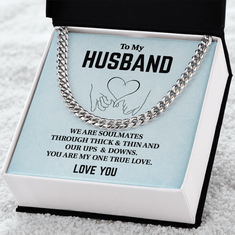 Husband Cuban Chain Necklace Gift Soulmate Message Card