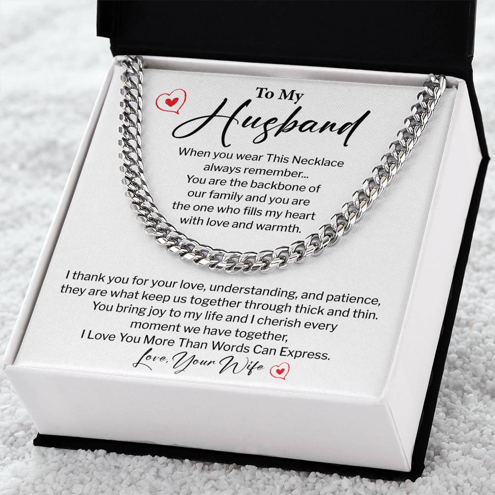 To My Husband Cuban Chain – Message Card Gift Box