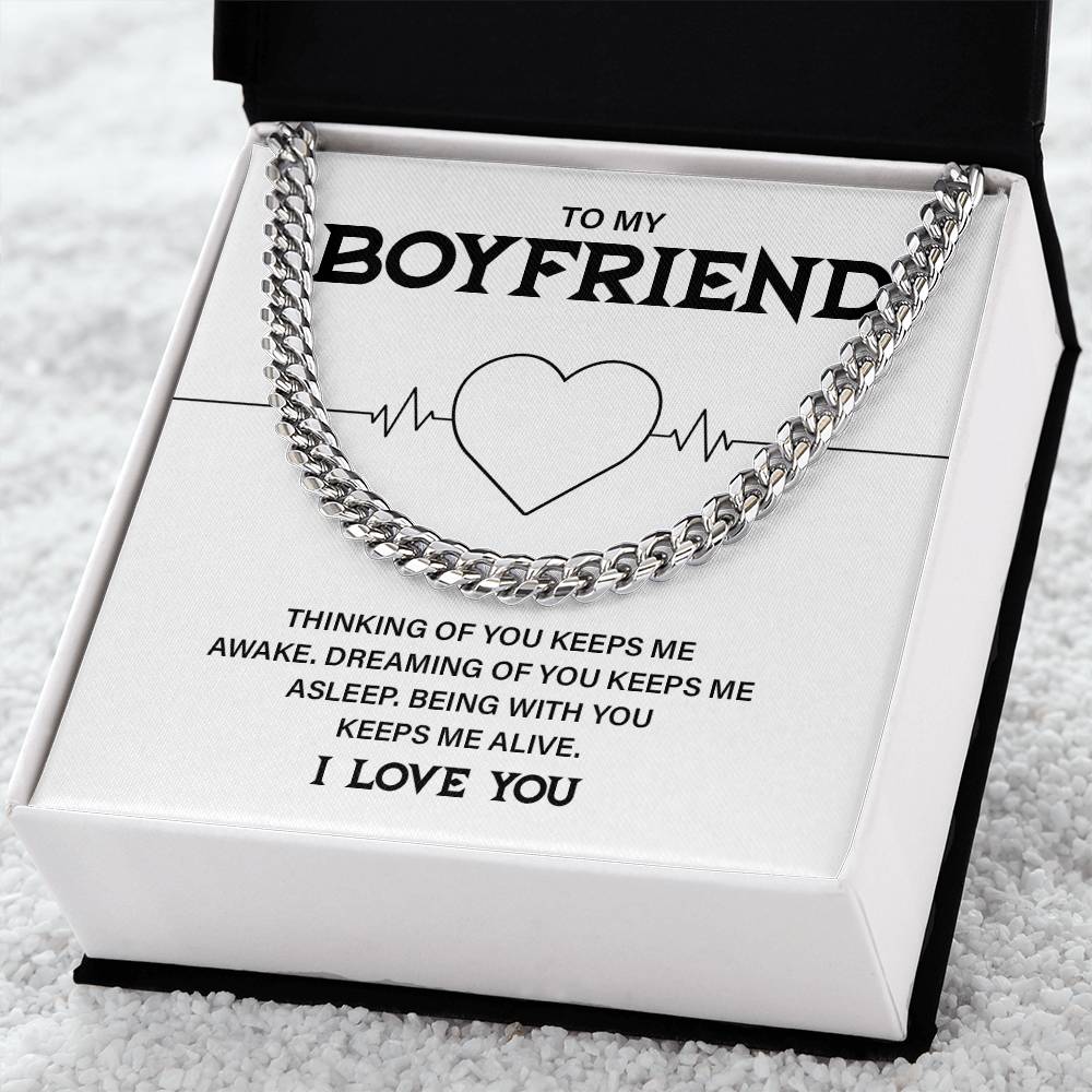Boyfriend Cuban Chain Necklace with Gift Card