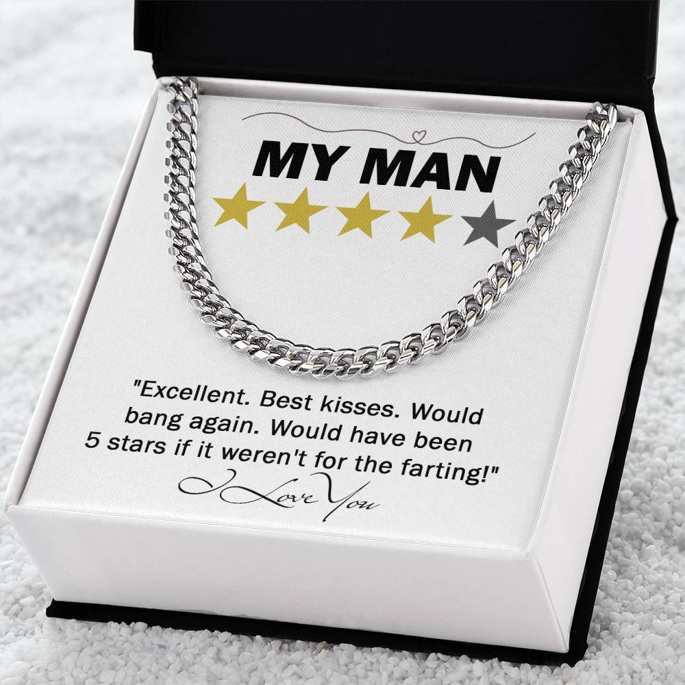 My Man A Funny Cuban Link Chain Necklace Gift For Boyfriend, Husband Gift, Valentine's Day, Anniversary, Or Christmas Gift For Boyfriend, Husband