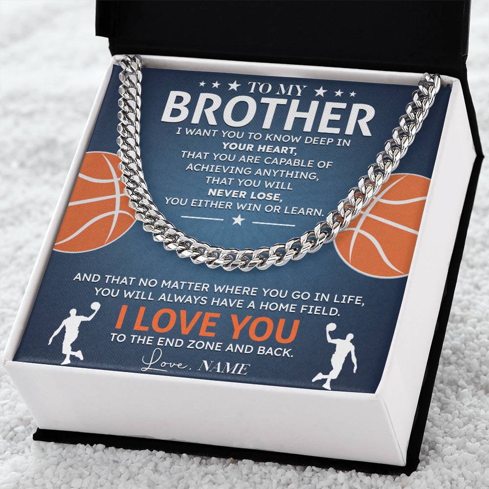 Basketball Necklace for Brother – Message Card Gift