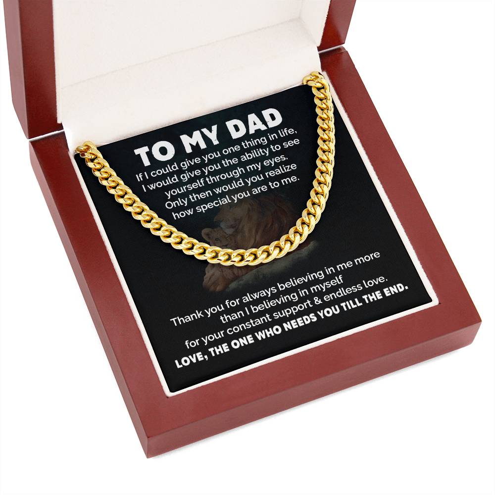 Dad Necklace Gift from Daughter with Lion Message Card