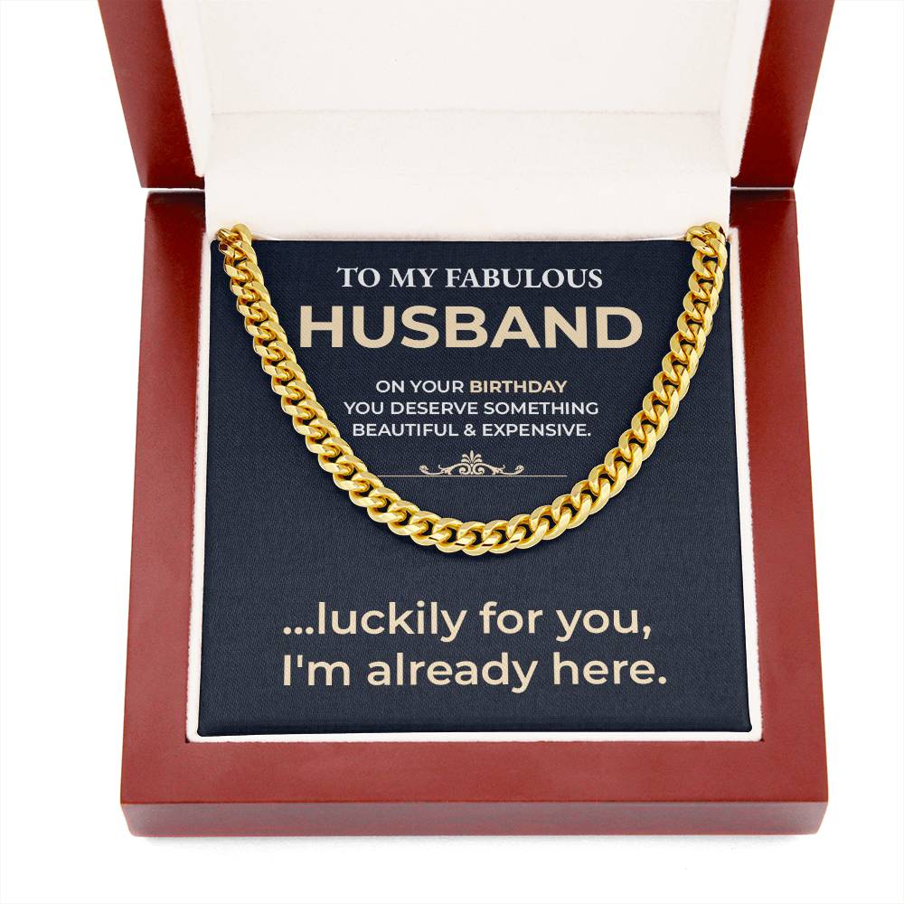 Funny Husband Birthday Gift Cuban Chain & Card