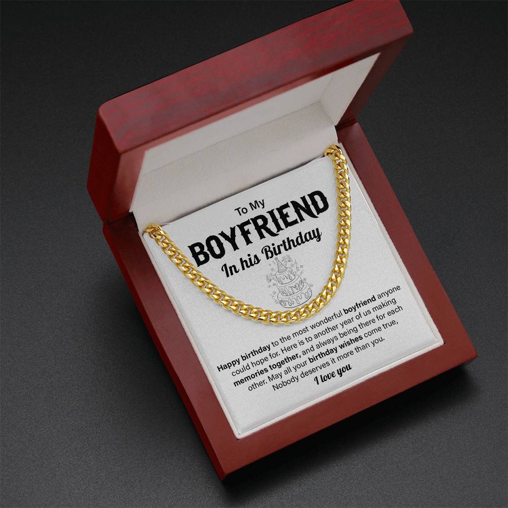 Birthday Necklace Gift for Boyfriend with Card & Box