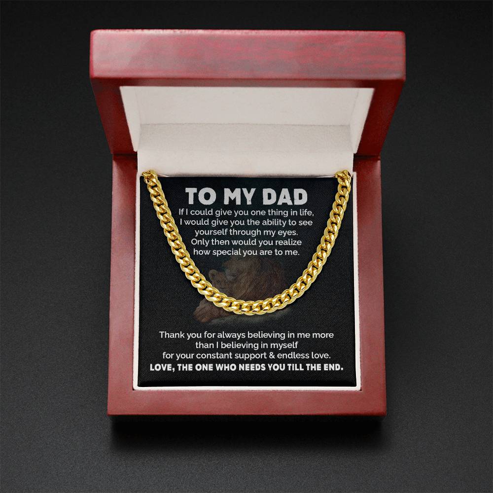 Dad Necklace Gift from Daughter with Lion Message Card