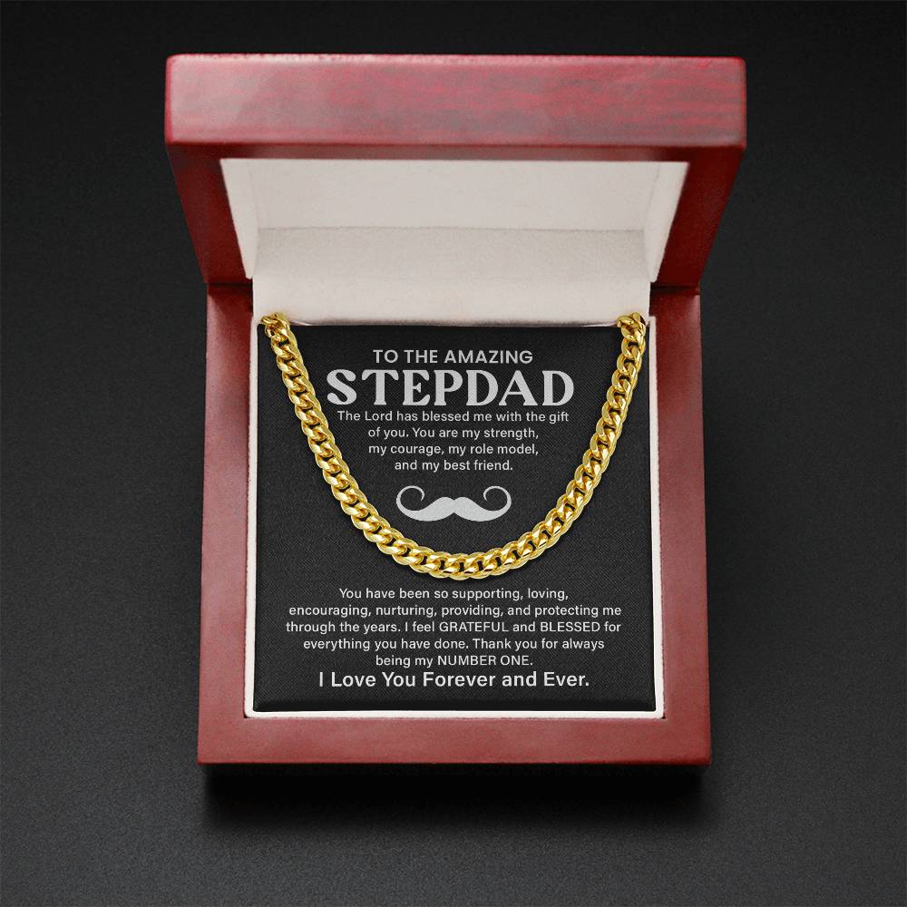 Step Dad Cuban Link Chain Gift With Loving Message Card