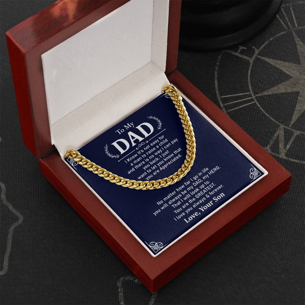 To My Dad Necklace Gift From Son With Appreciation Message