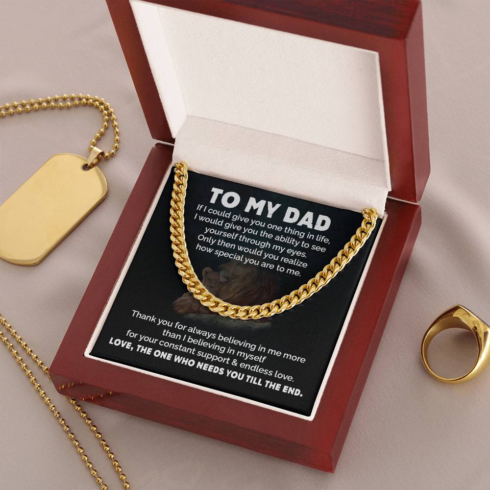 Dad Necklace Gift from Daughter with Lion Message Card