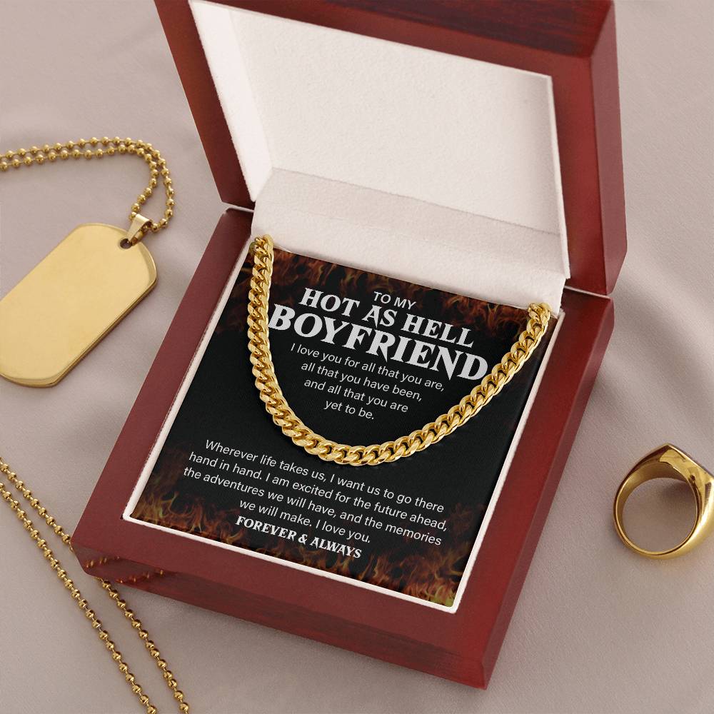 Hot Boyfriend Gift – Cuban Chain with Fire Message