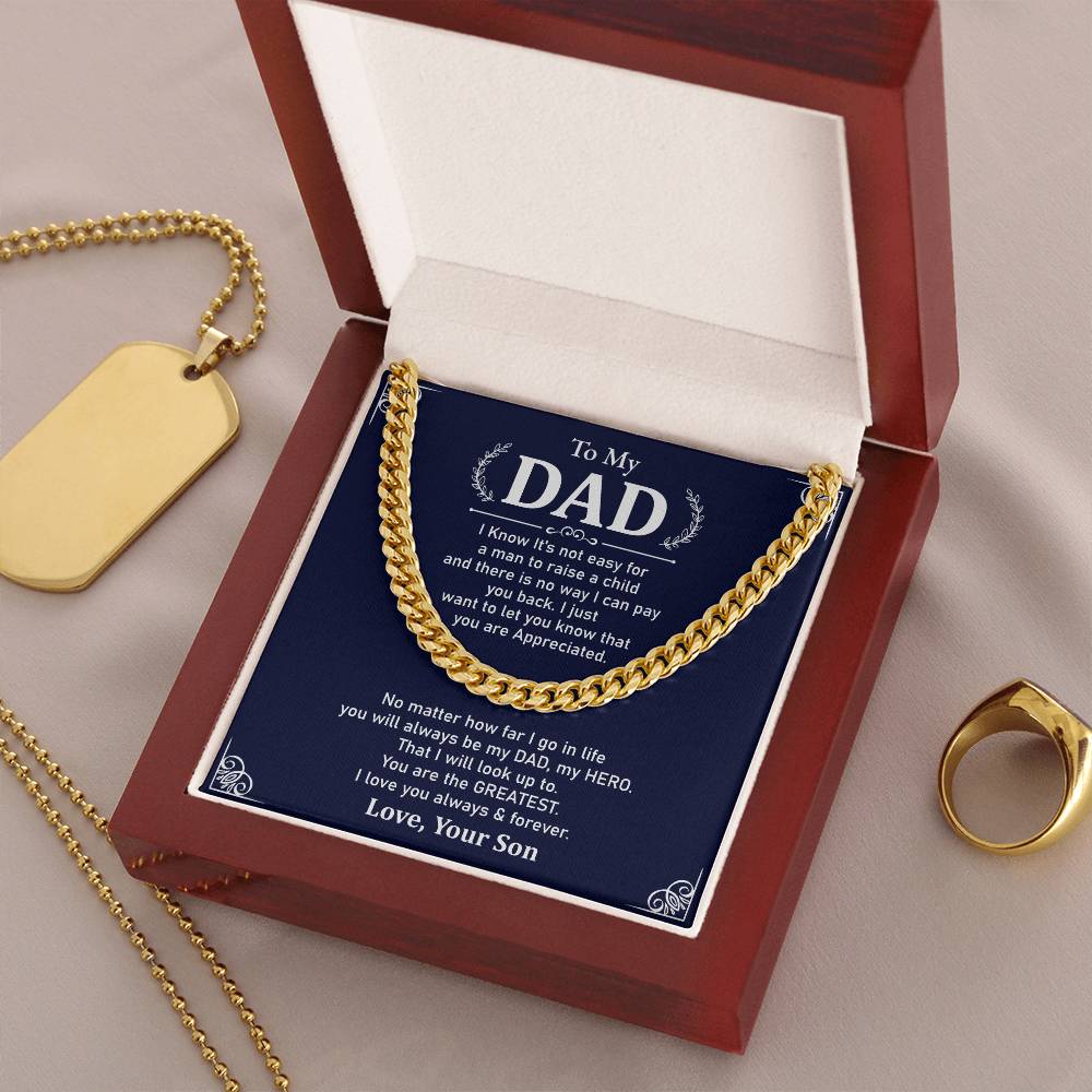 To My Dad Necklace Gift From Son With Appreciation Message