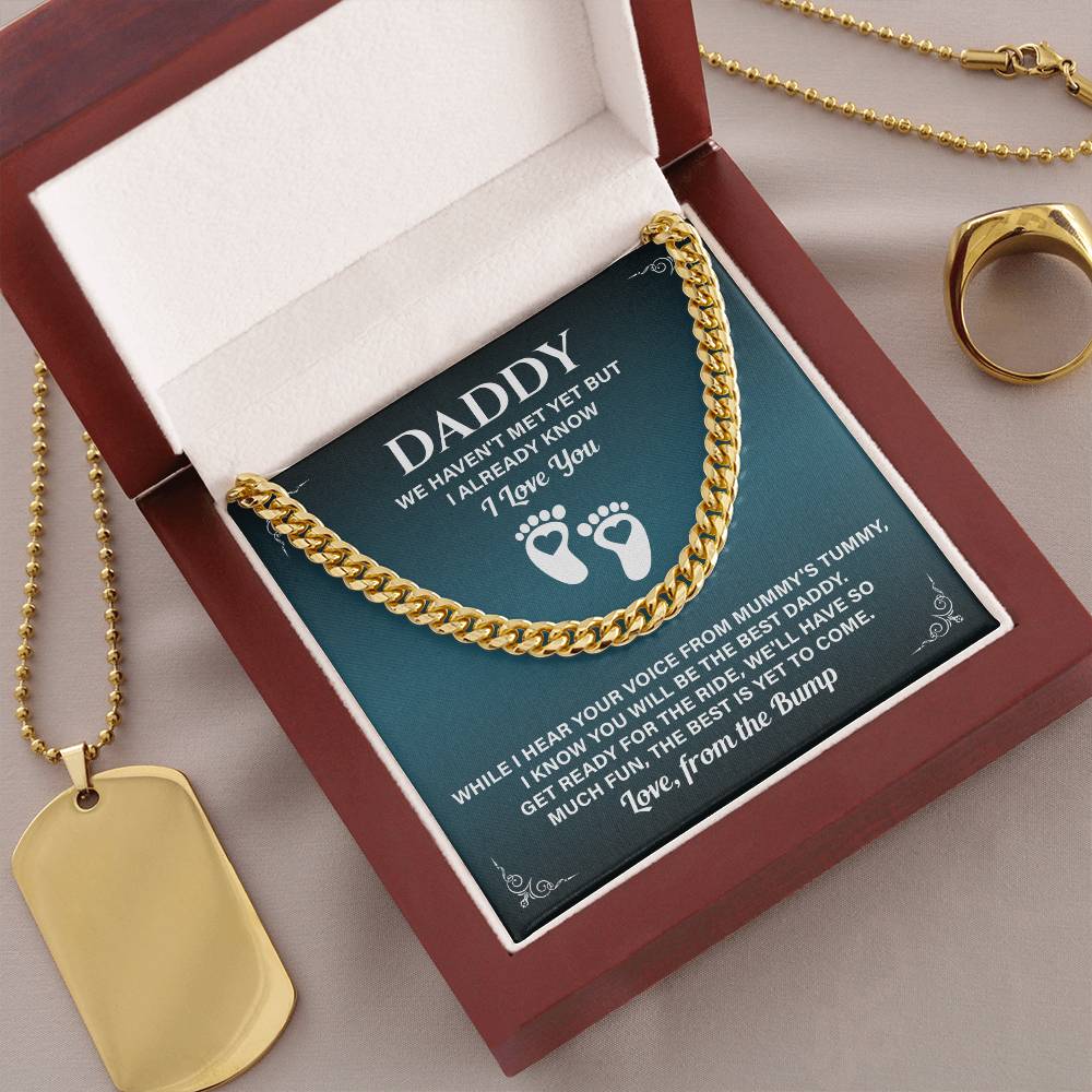 Daddy Necklace Gift From Baby Bump With Message Card