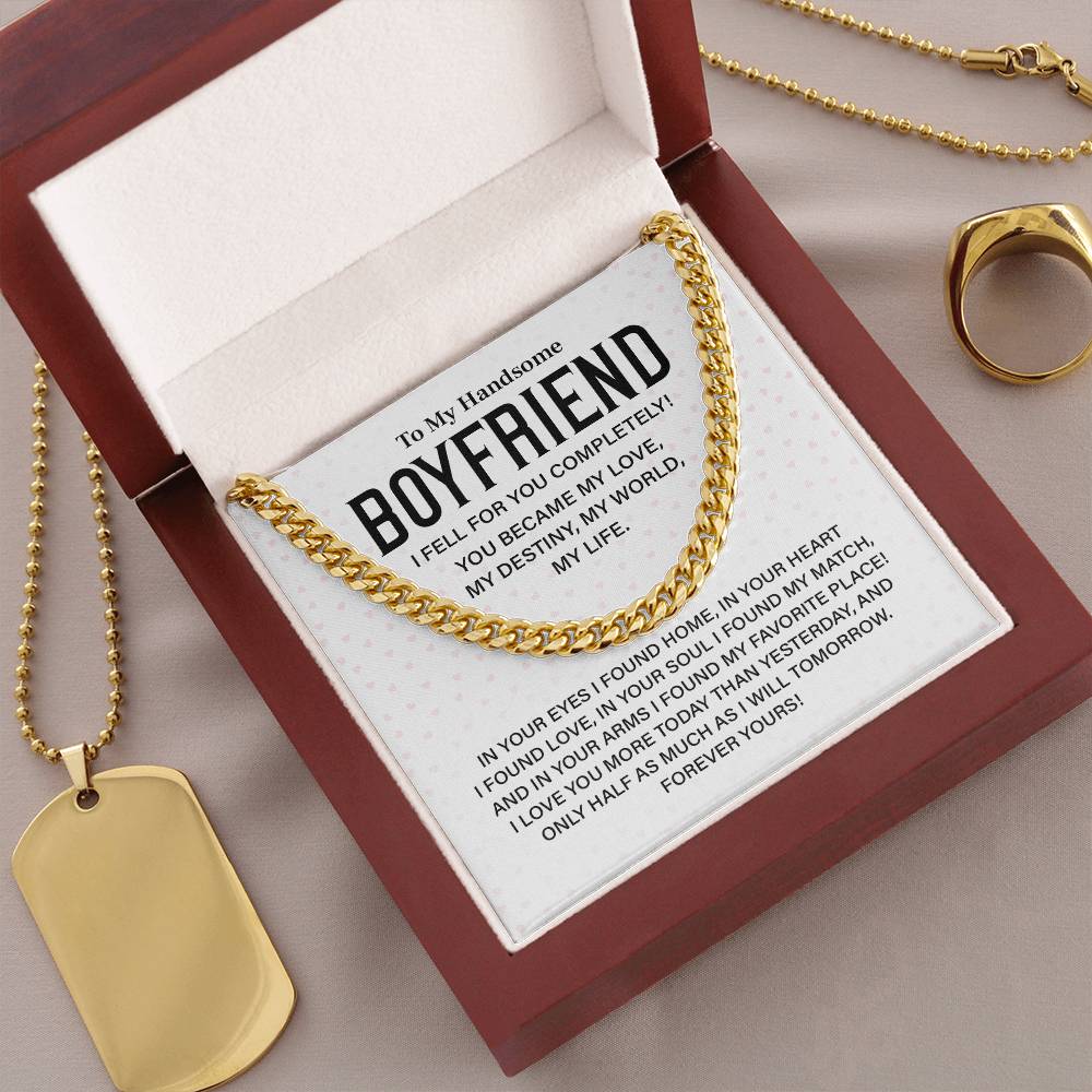 Romantic Boyfriend Cuban Chain Gift with Message Card