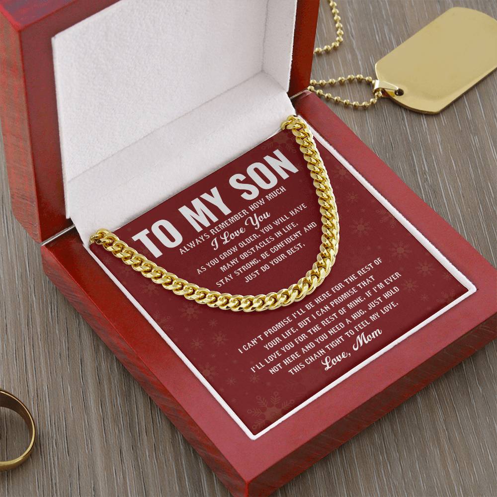 Cuban Chain Necklace for Son from Mom Love Message Gift
