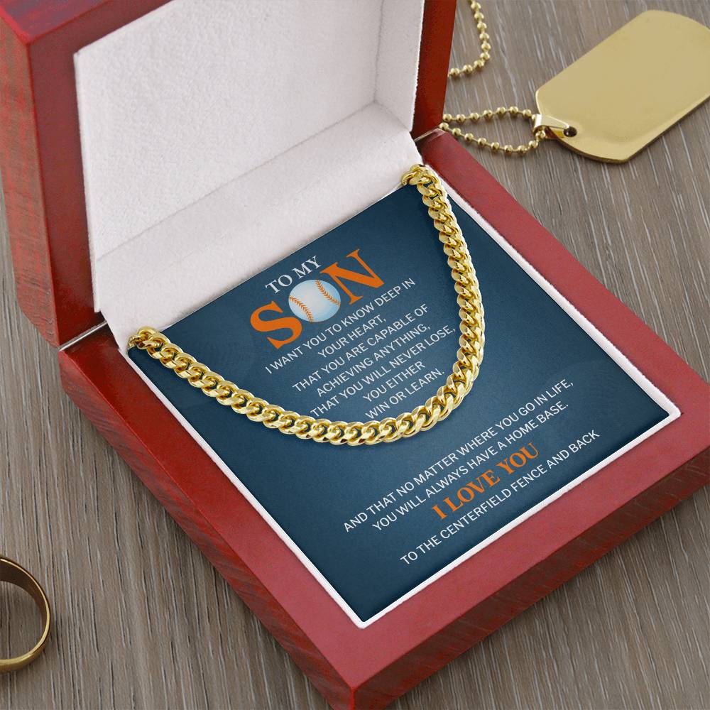 Baseball Son Gift Cuban Chain – Message Card Box