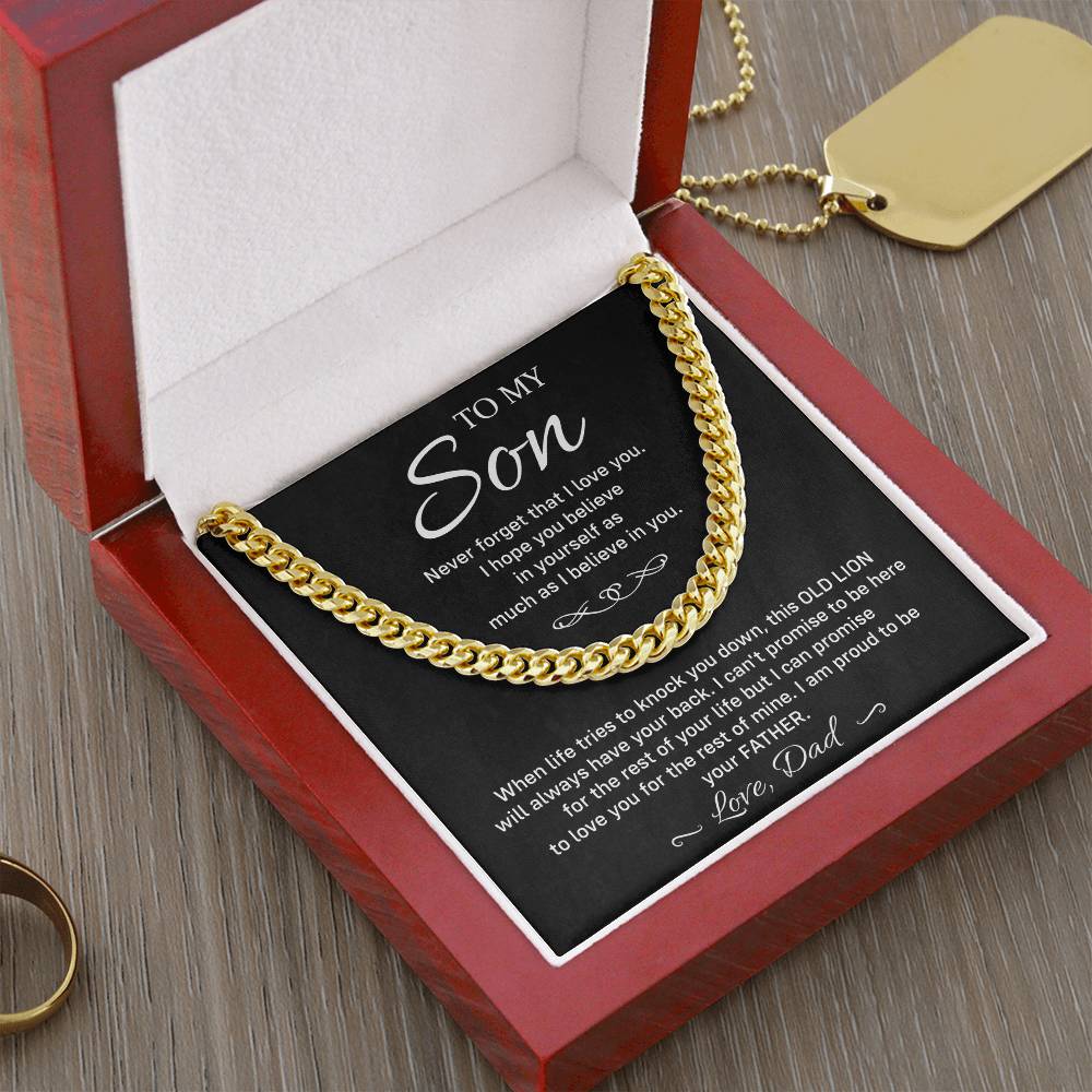 Cuban Chain Necklace Gift for Son from Dad – Old Lion Message Box