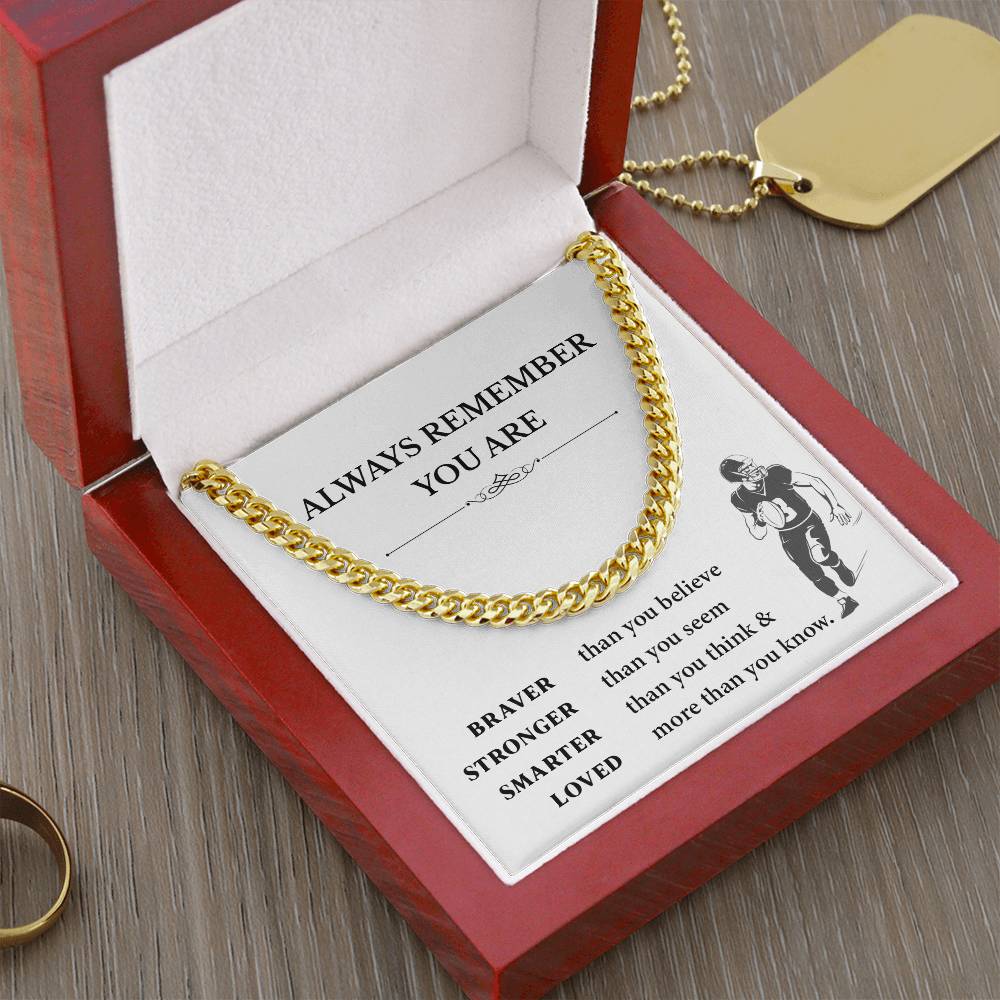Football Necklace Gift for Boys – Motivational Card