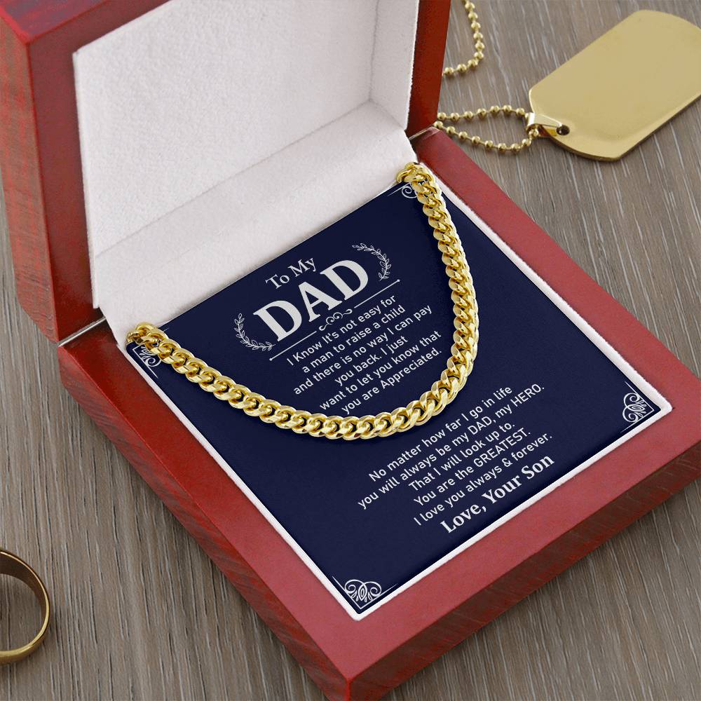 To My Dad Necklace Gift From Son With Appreciation Message