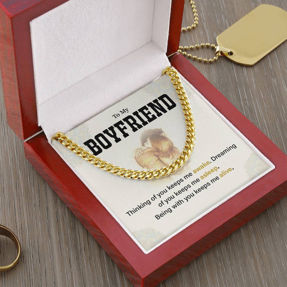 Boyfriend Cuban Chain Necklace Gift with Message Card